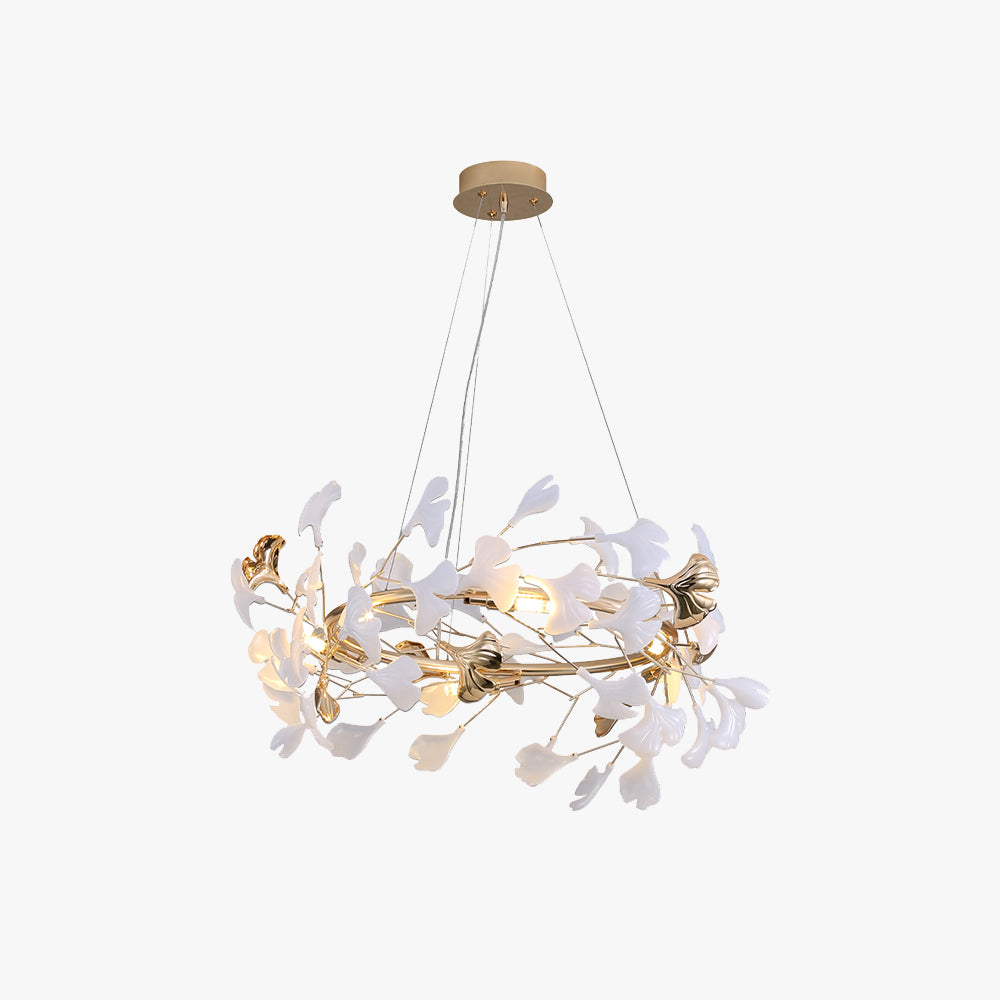 Suspension Feuille Métal Céramique Dorée | MaisonLumexia