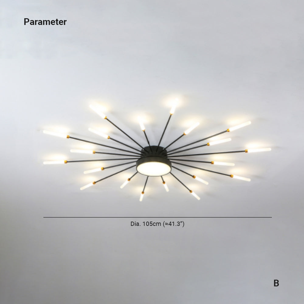 Plafonnier Feu d'Artifice Linéaire Moderne Noir & Doré | MaisonLumexia