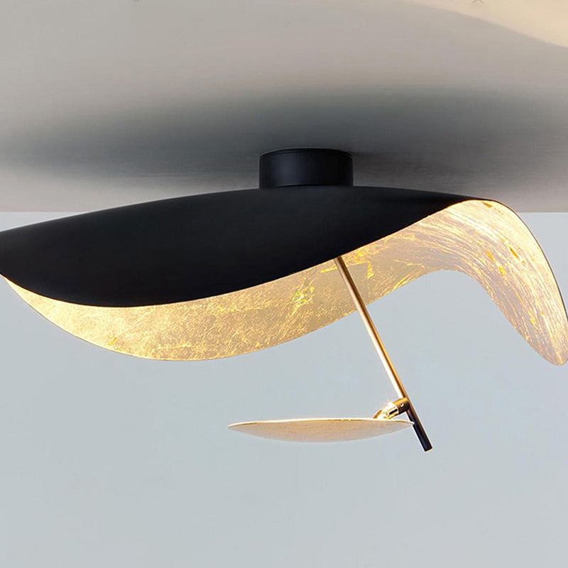 Plafonnier Feuille Moderne Noir & Or | MaisonLumexia