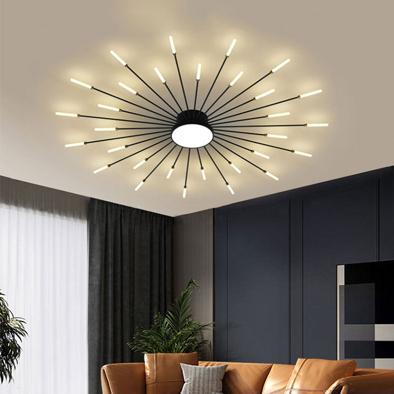 Plafonnier Feu d'Artifice Linéaire Moderne Noir & Doré | MaisonLumexia