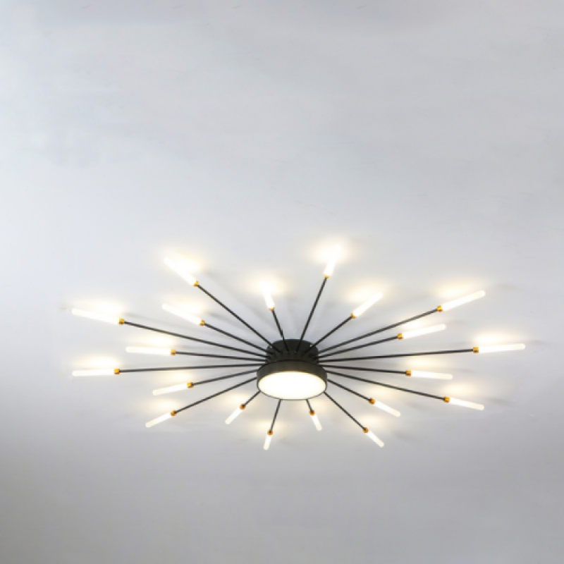 Wesley Plafonnier Feu d'Artifice Linéaire Moderne Noir/Doré - Neutralighting