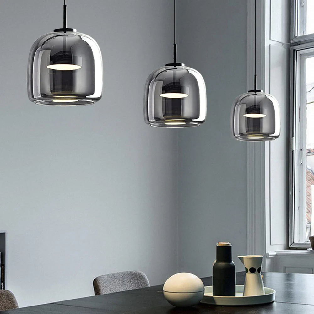 Suspension Cylindrique en Verre | Claire, Gris Fumé ou Ambre