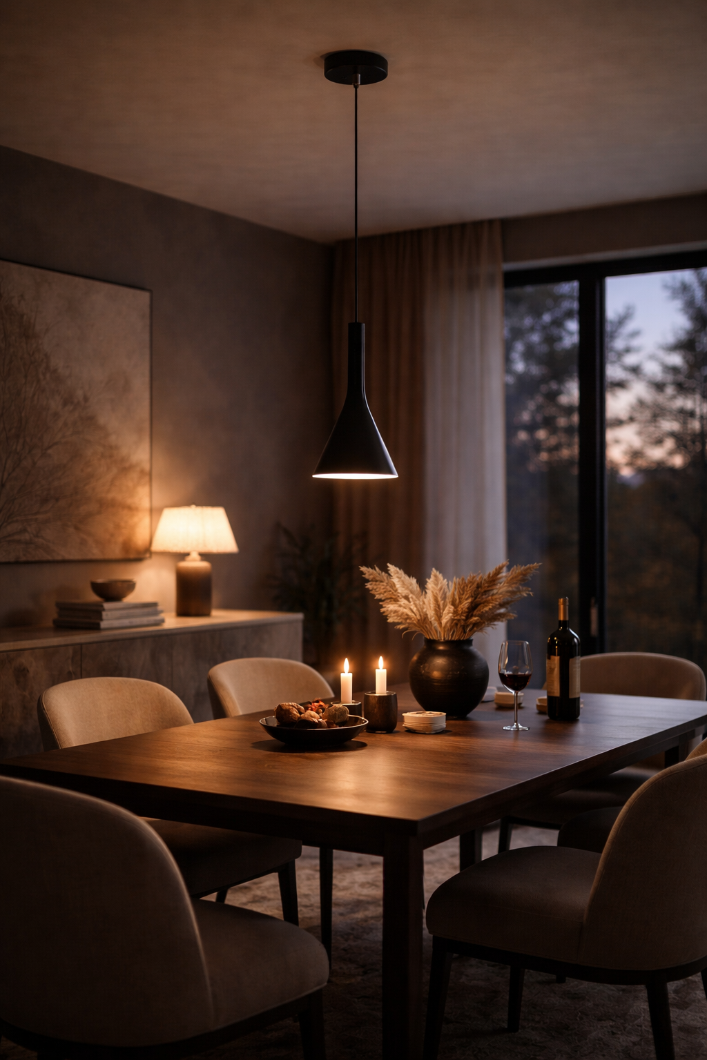 Ambiance élégante avec suspension luminaire minimaliste