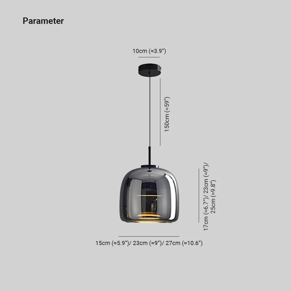 Suspension Design en Verre Fumé Réfléchissant | Lumière Tamisée | 5 à 10 m²