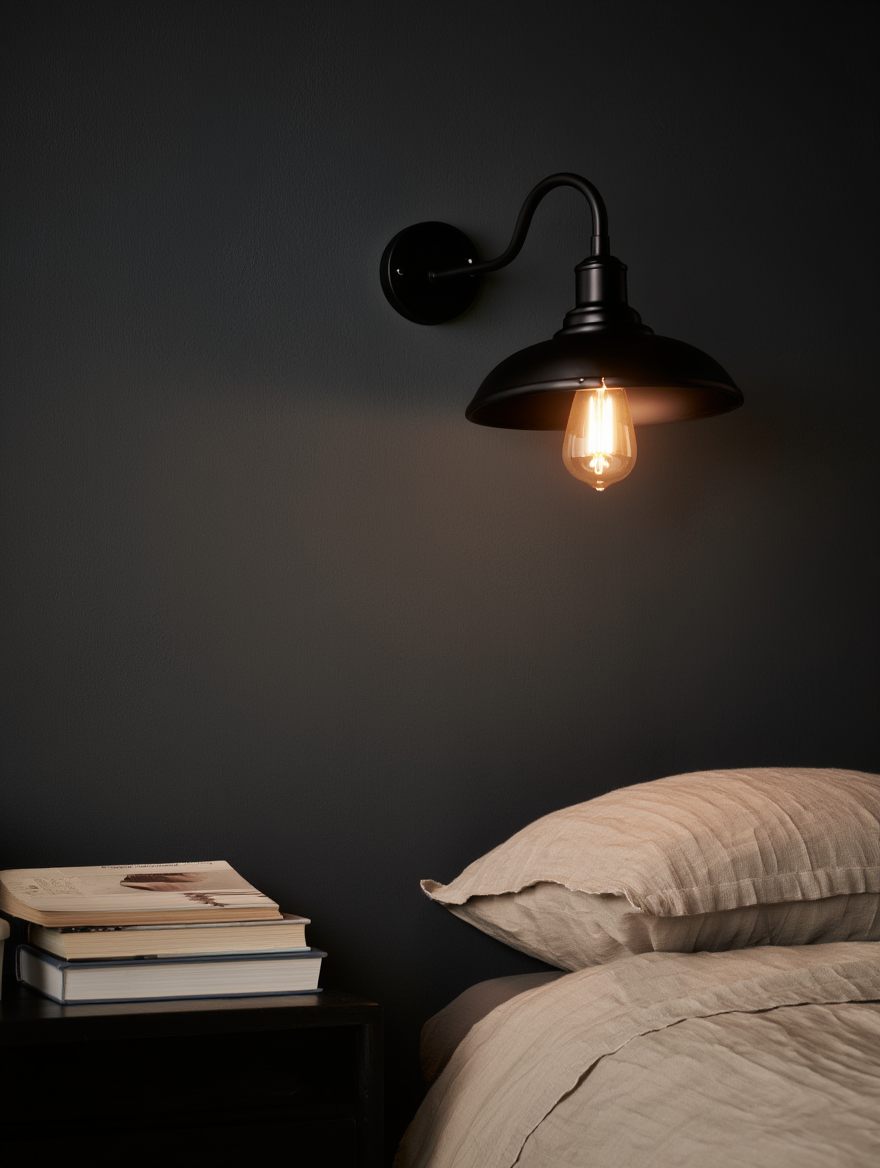 Chambre cosy avec applique murale vintage loft américain