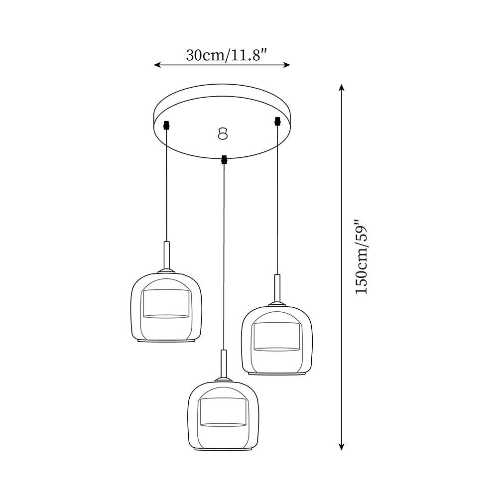 Suspension Design en Verre Fumé Réfléchissant | Lumière Tamisée | 5 à 10 m²