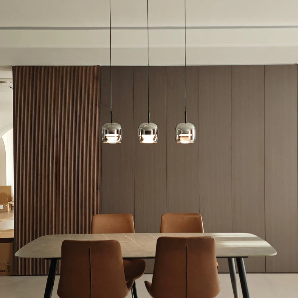 Suspension Design en Verre Fumé Réfléchissant | Lumière Tamisée | 5 à 10 m²