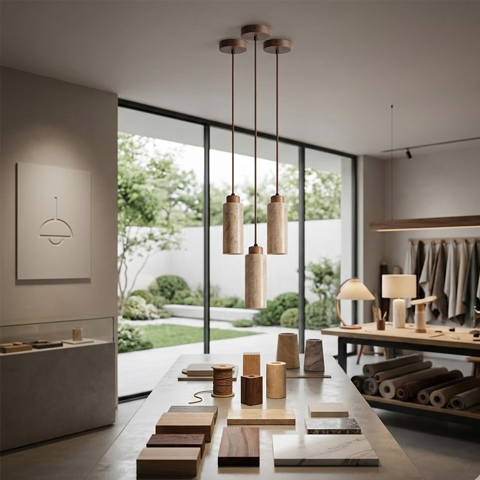 Décoration intérieure avec suspension travertin