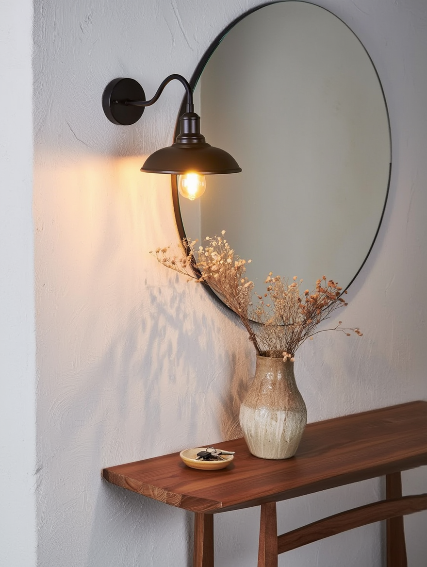Entrée design éclairée avec luminaire vintage loft