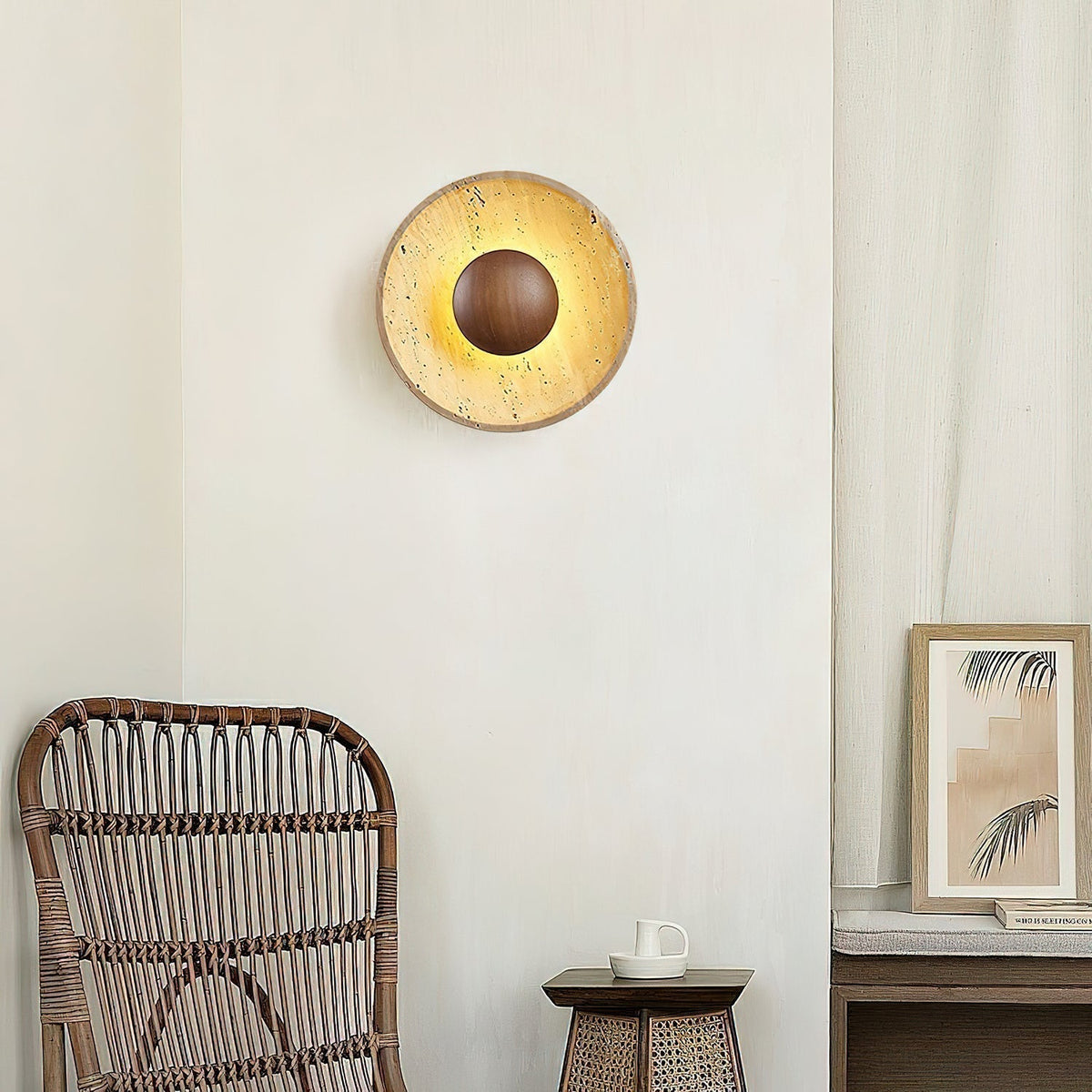 Applique Murale Soleil en Travertin | MaisonLumexia