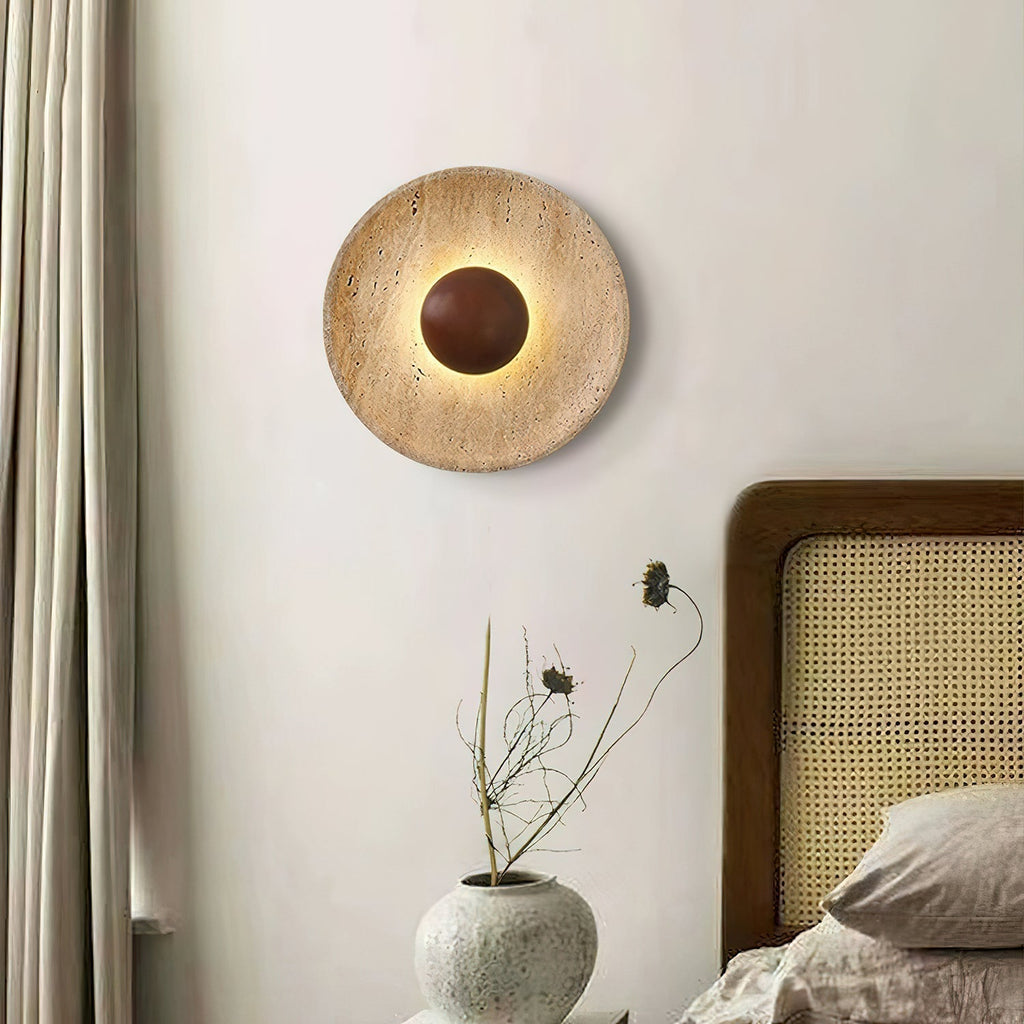 Applique Murale Soleil en Travertin | MaisonLumexia