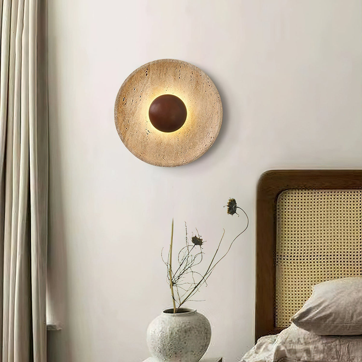Applique Murale Soleil en Travertin | MaisonLumexia