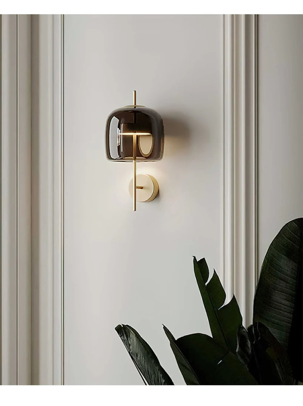 Applique Murale en Verre | Ø 24 × H 55 cm | LED 3 Températures | Finition Dorée ou Noire