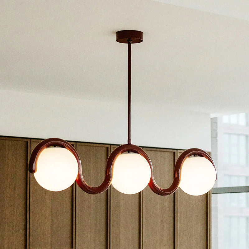 Lustre Linéaire Rouge Argenté
