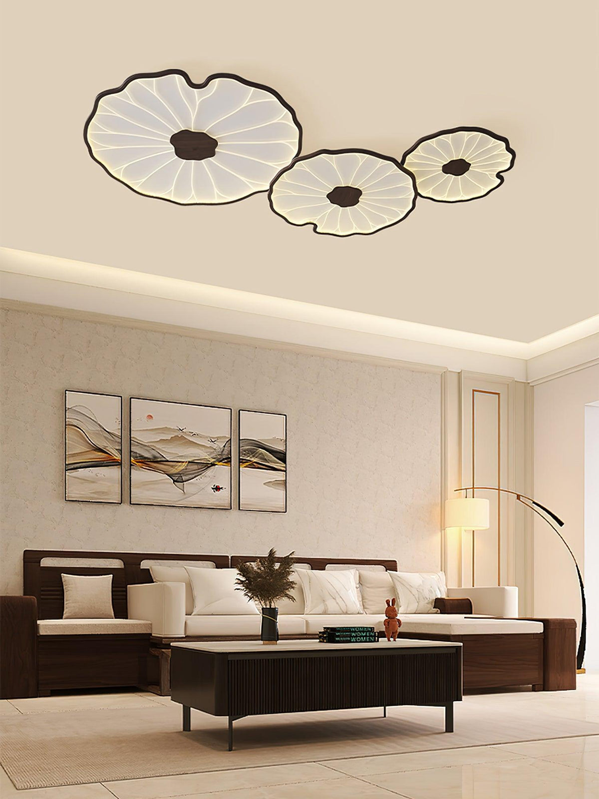 Plafonnier Feuille de Lotus avec Finition Bois | MaisonLumexia