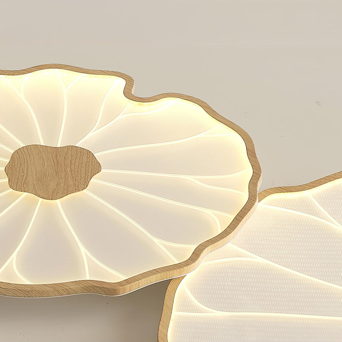 Solara Plafonnier Feuille de Lotus avec Finition Bois - Neutralighting