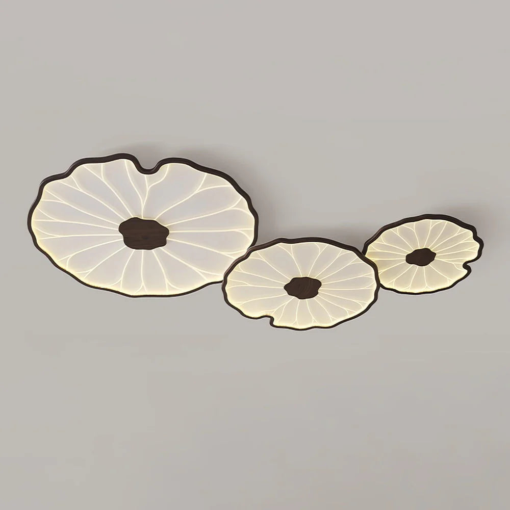 Plafonnier Feuille de Lotus avec Finition Bois