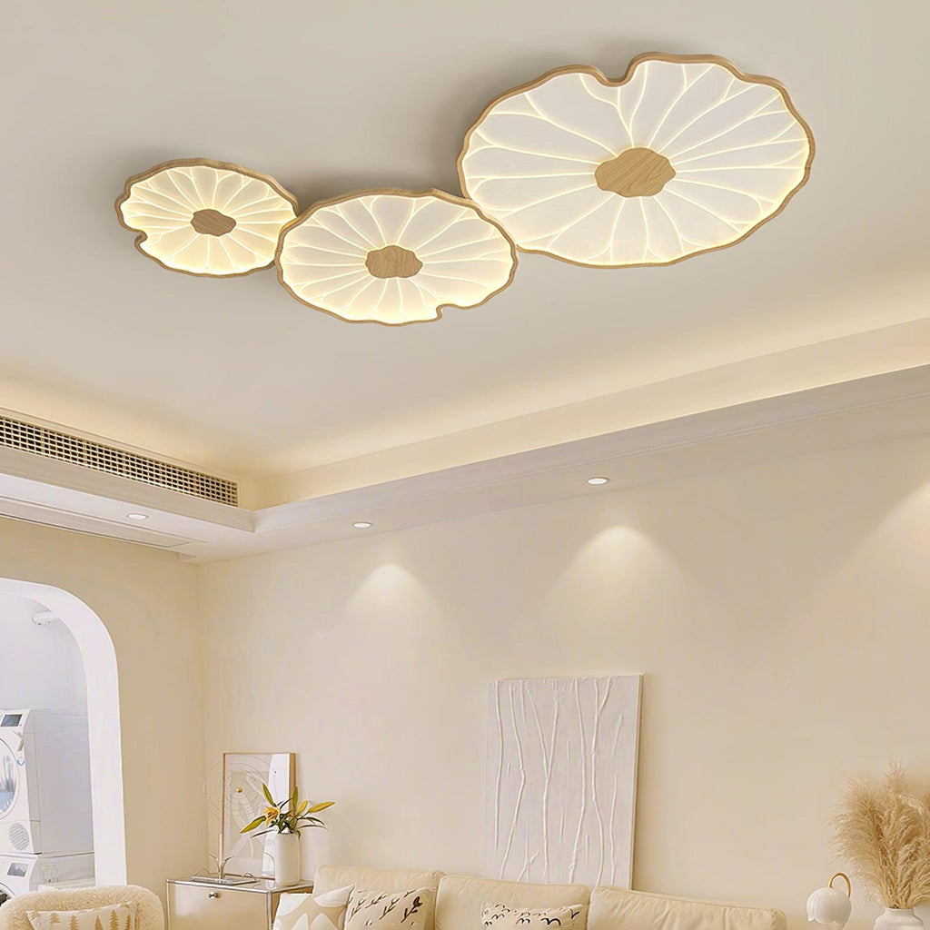 Plafonnier Feuille de Lotus avec Finition Bois | MaisonLumexia