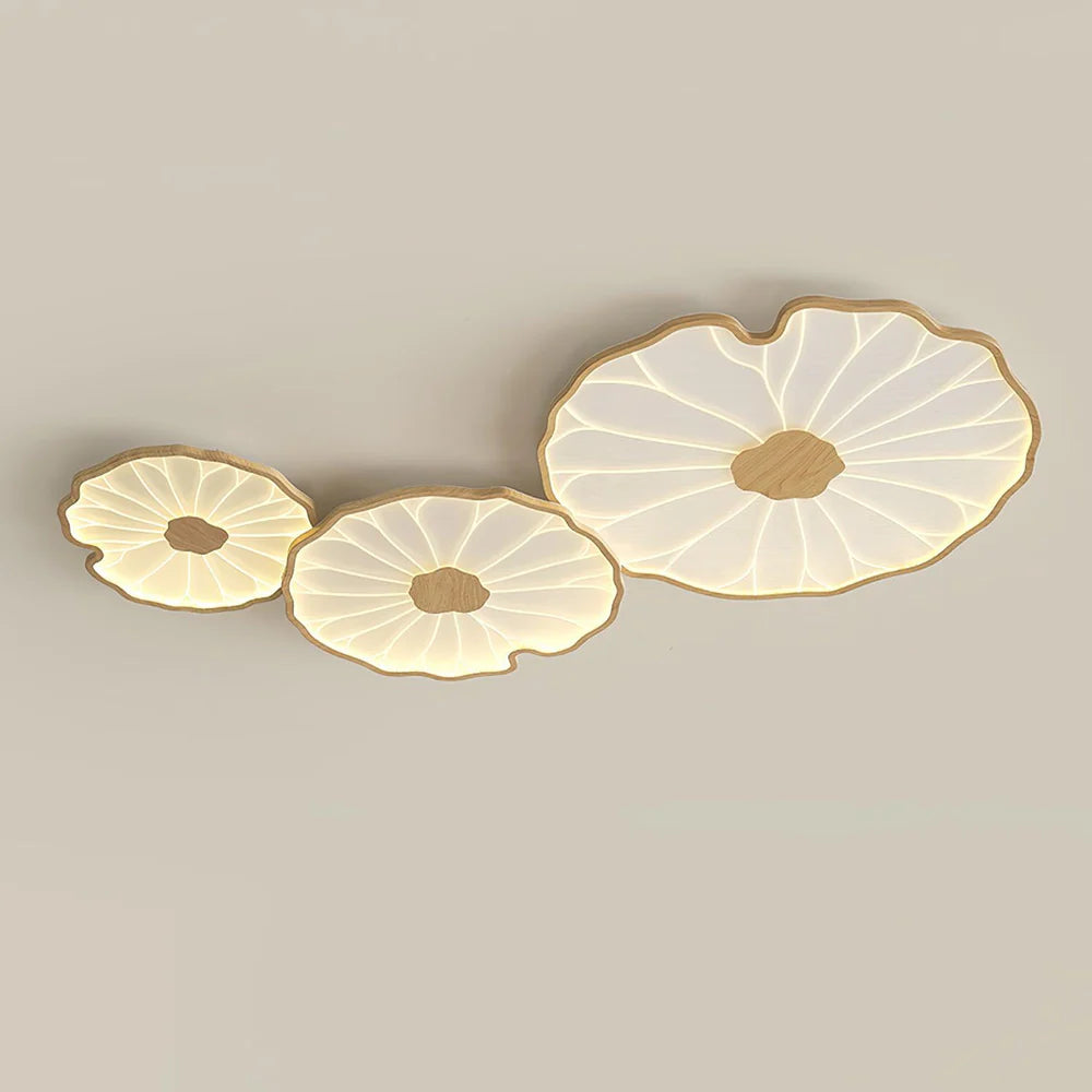 Plafonnier Feuille de Lotus avec Finition Bois