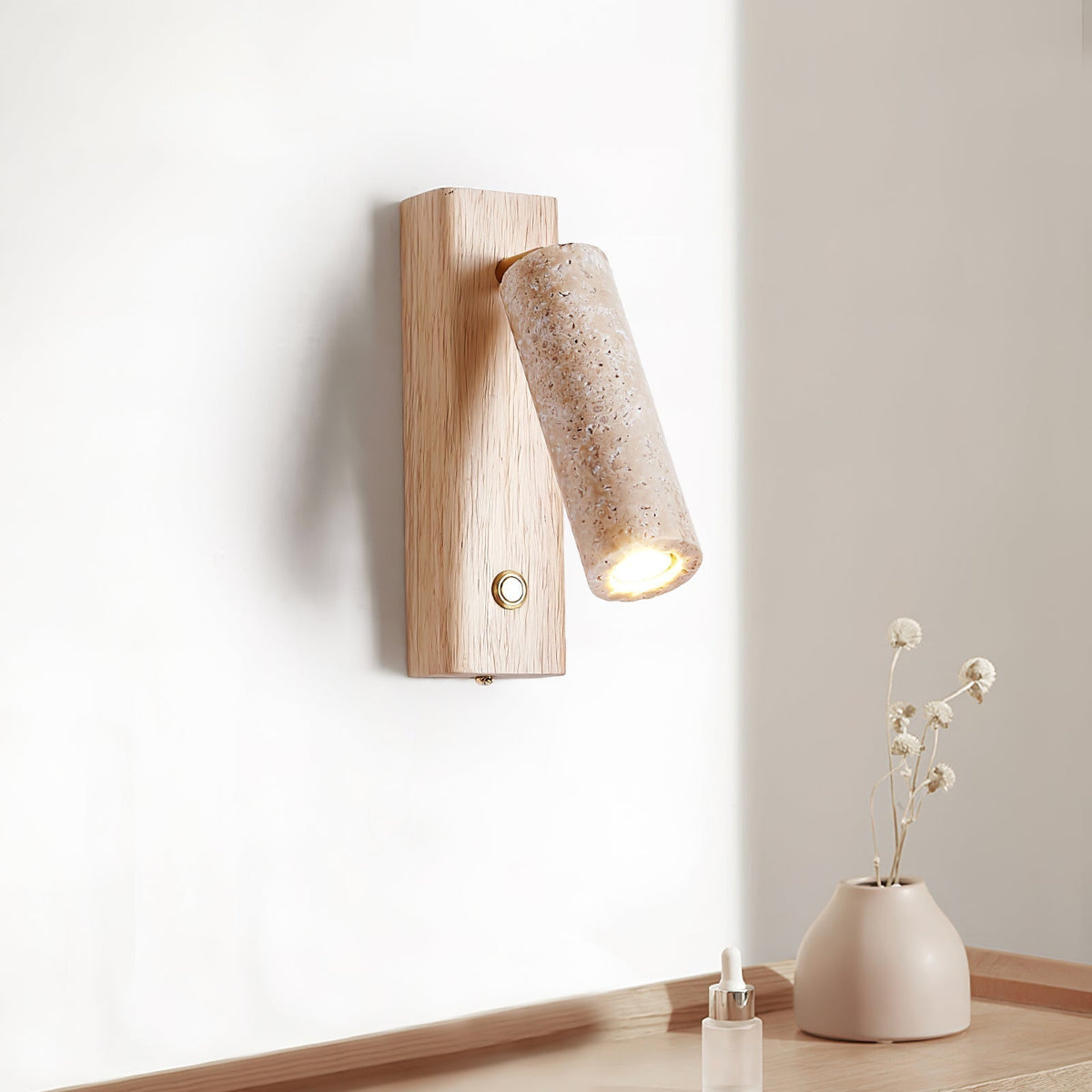 Applique Murale Cylindrique en Travertin | MaisonLumexia