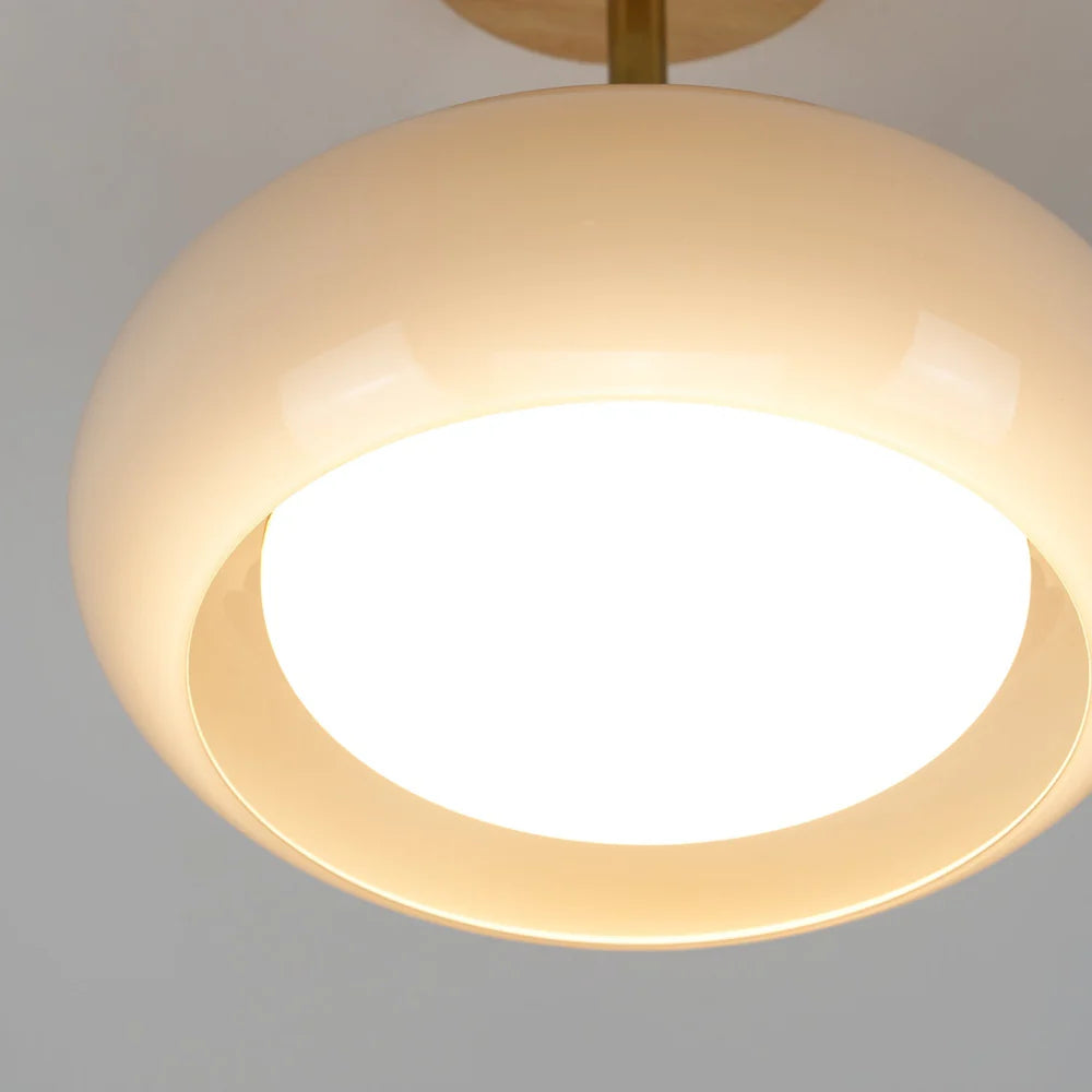 Plafonnier Encastré en Bois & Verre