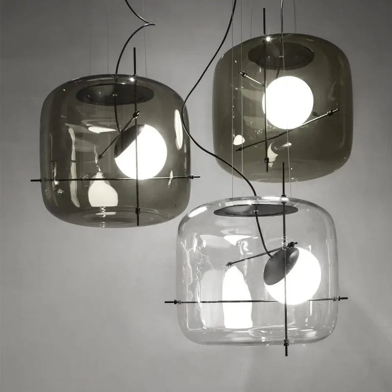 Suspension en Verre Soufflé | Ø 38 cm | Coloris Gris Fumé, Transparent ou Cognac