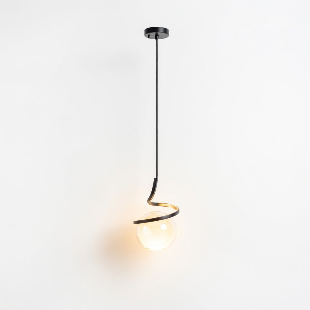 Suspension luminaire globe opalin finition noire