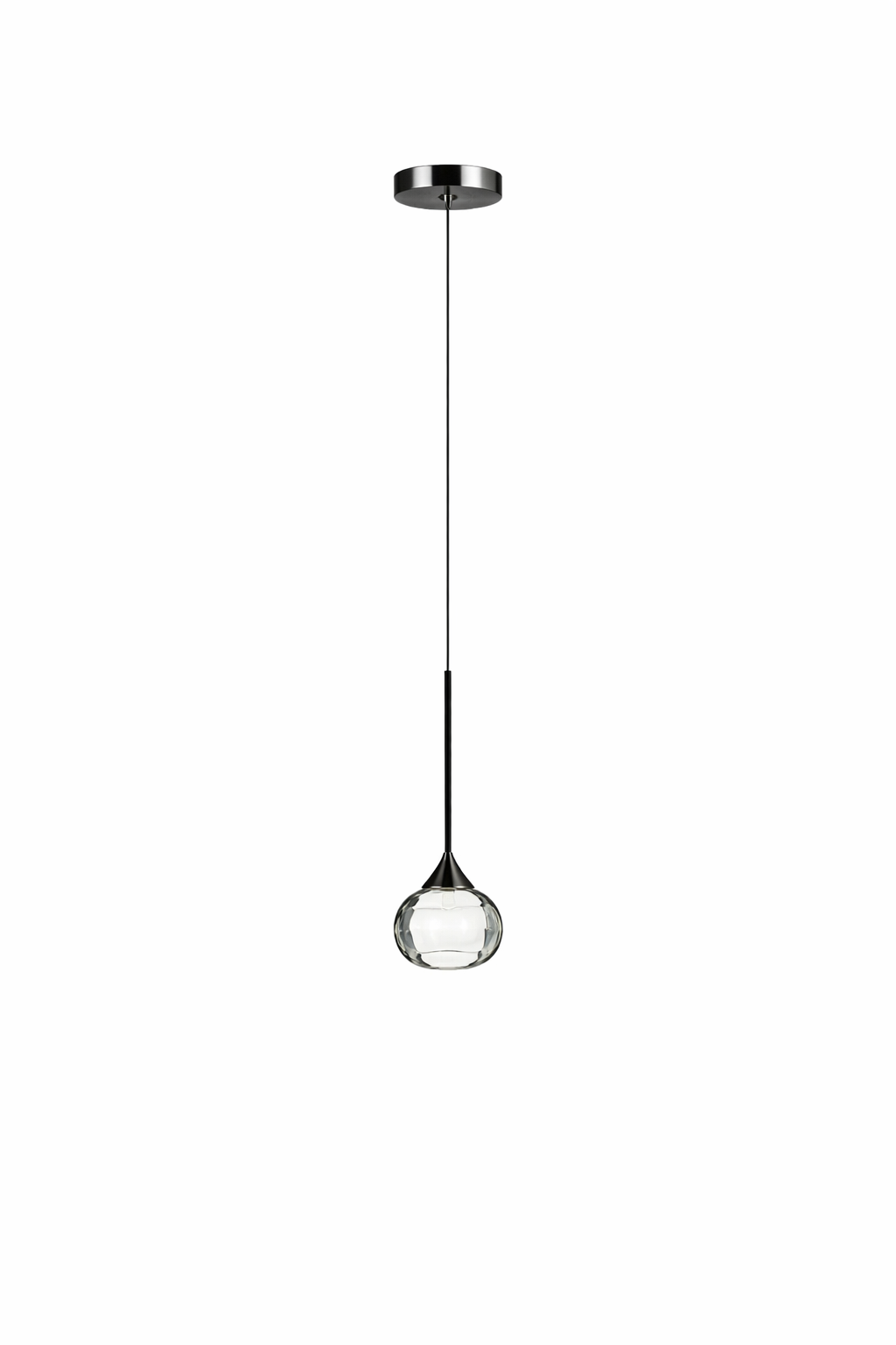 Suspension luminaire goutte d'eau globe verre cristal taillé – vue principale