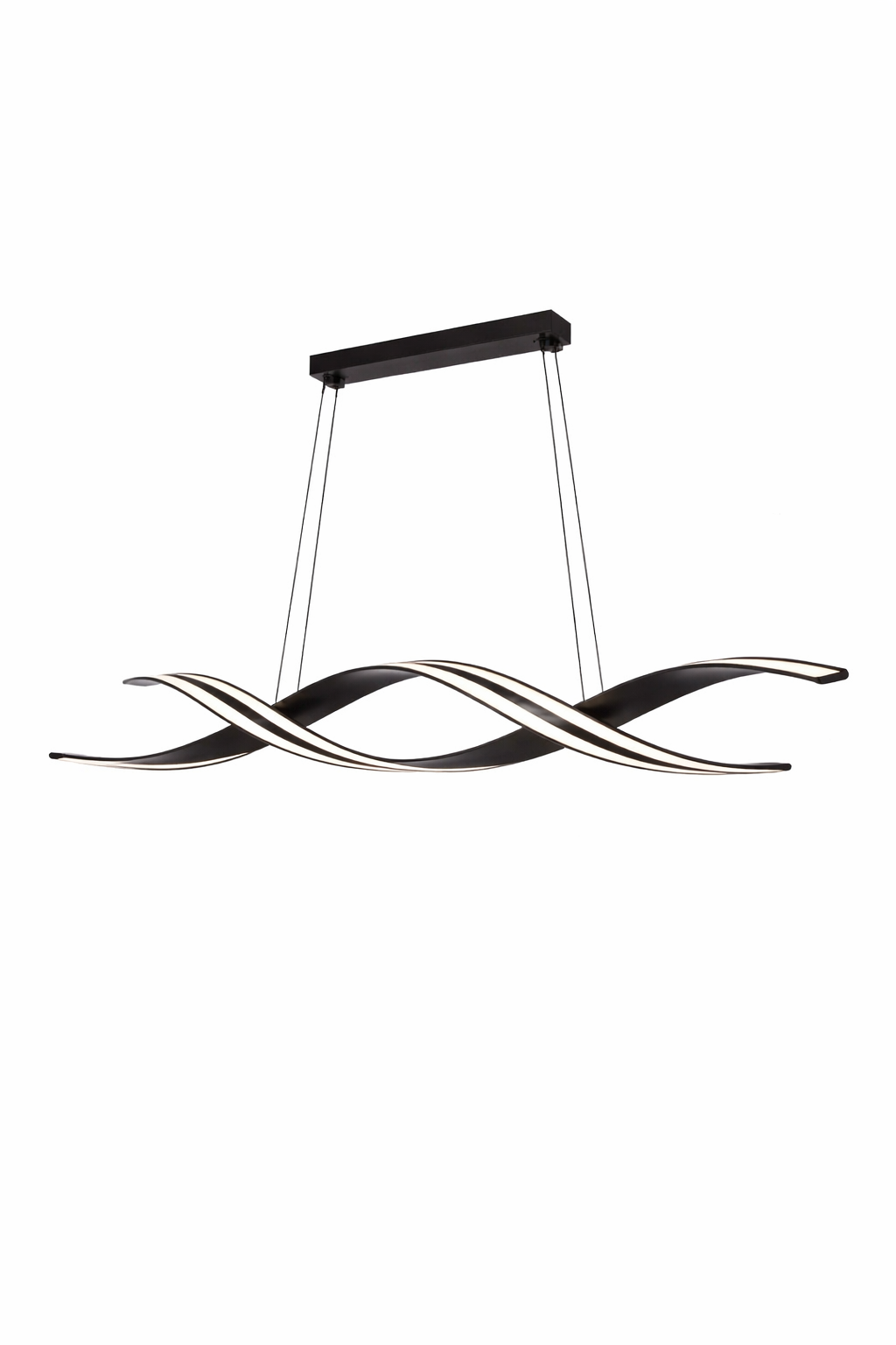 Suspension luminaire rubans torsadés design vague noir mat – vue principale