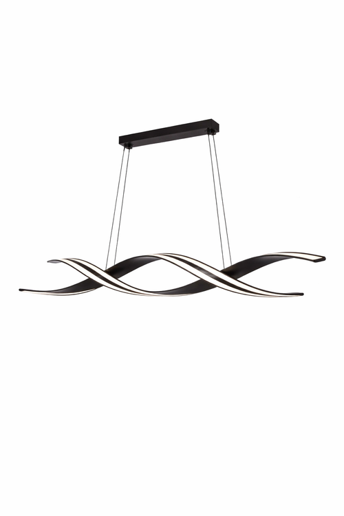 Suspension luminaire rubans torsadés design vague noir mat – vue principale