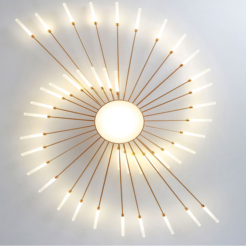 Plafonnier Feu d'Artifice Linéaire Moderne Noir & Doré | MaisonLumexia