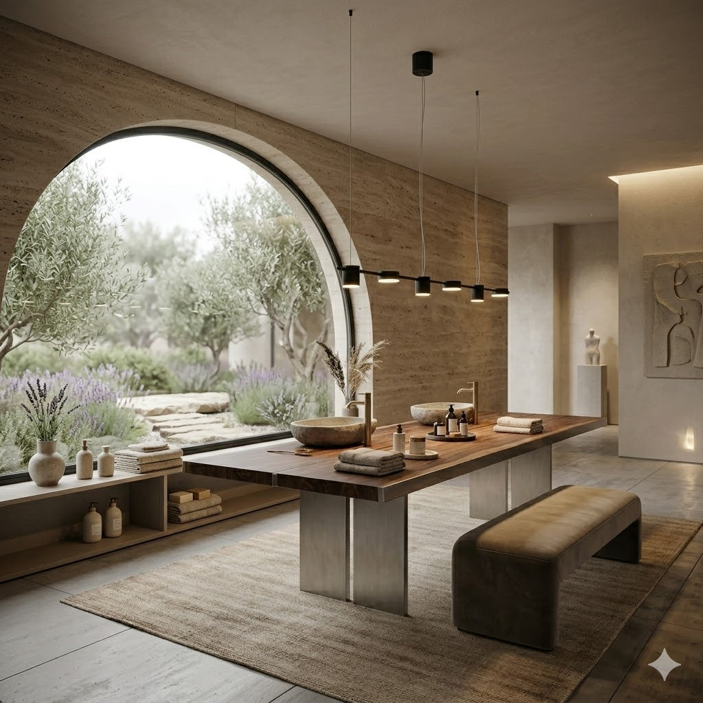 Villa naturelle avec suspension luminaire multi-spots