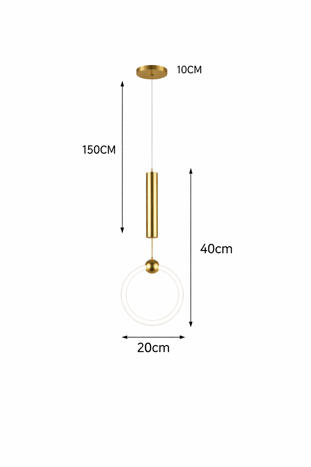 Dimensions suspension luminaire anneau lumineux