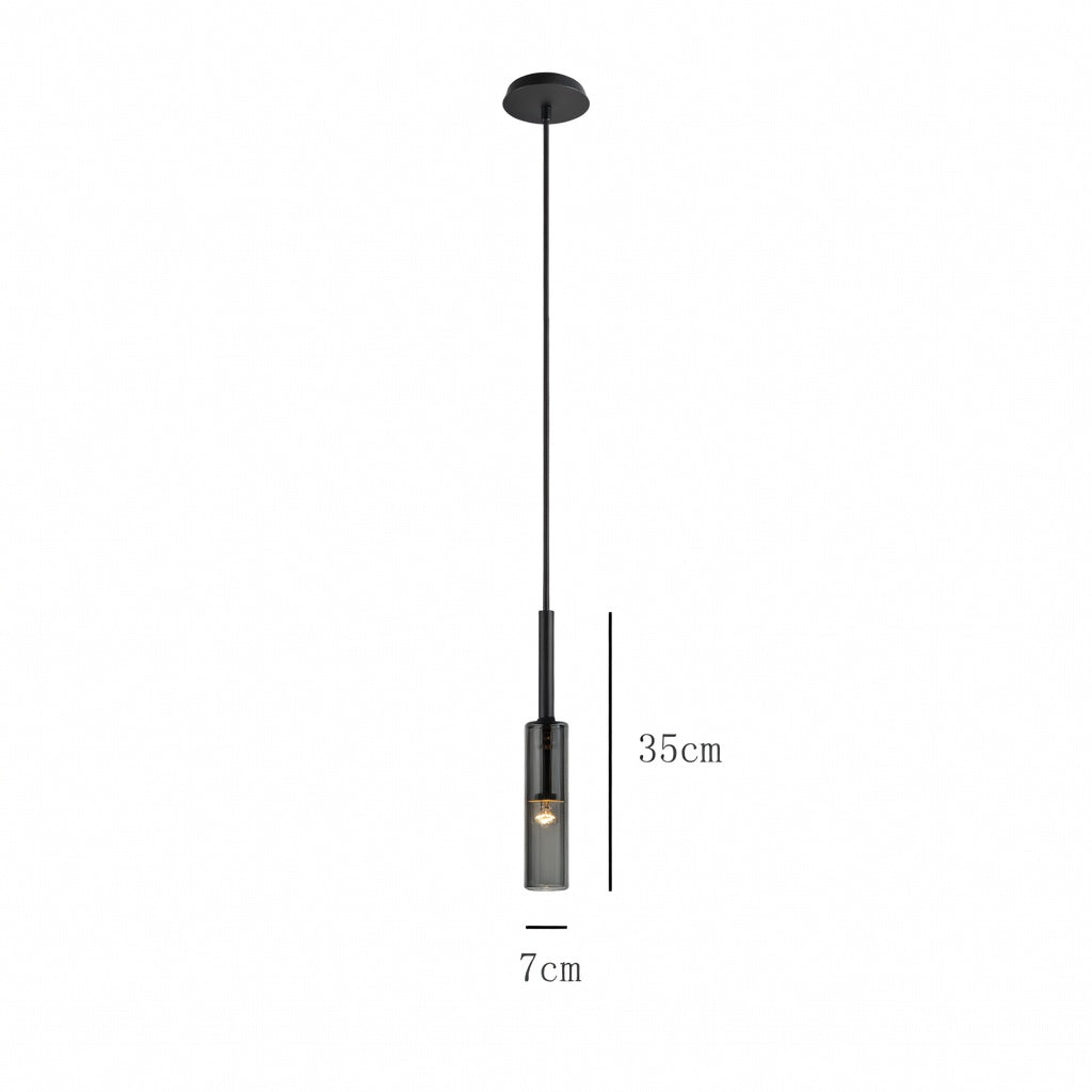 Dimensions suspension luminaire verre fumé noir
