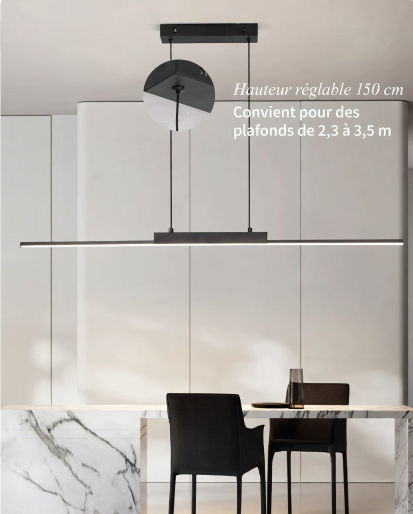 Hauteur suspension luminaire barre noir mat