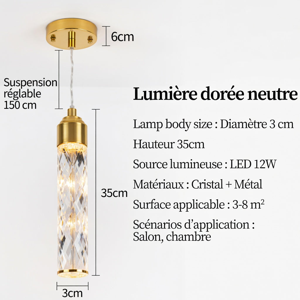 Suspension luminaire cristal doré – informations techniques
