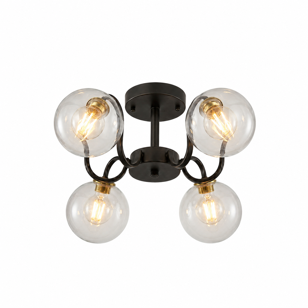 Lustre plafonnier verre globe, schéma des dimensions - Maison Lumexia