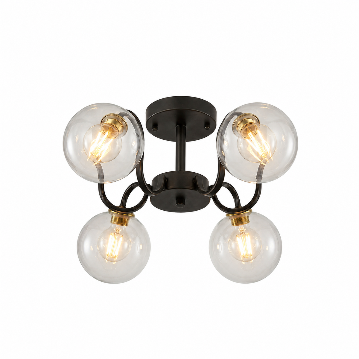 Lustre plafonnier verre globe, schéma des dimensions - Maison Lumexia