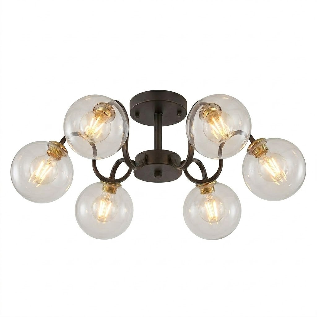 Lustre plafonnier verre globe, vue d'ensemble - Maison Lumexia