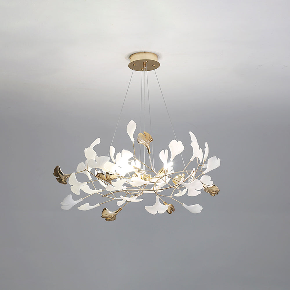 Suspension Feuille Métal Céramique Dorée | MaisonLumexia