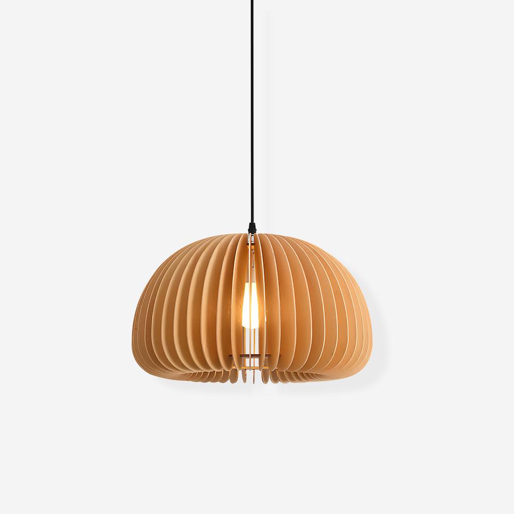 Suspension abat-jour en bois naturel forme ronde - Maison Lumexia