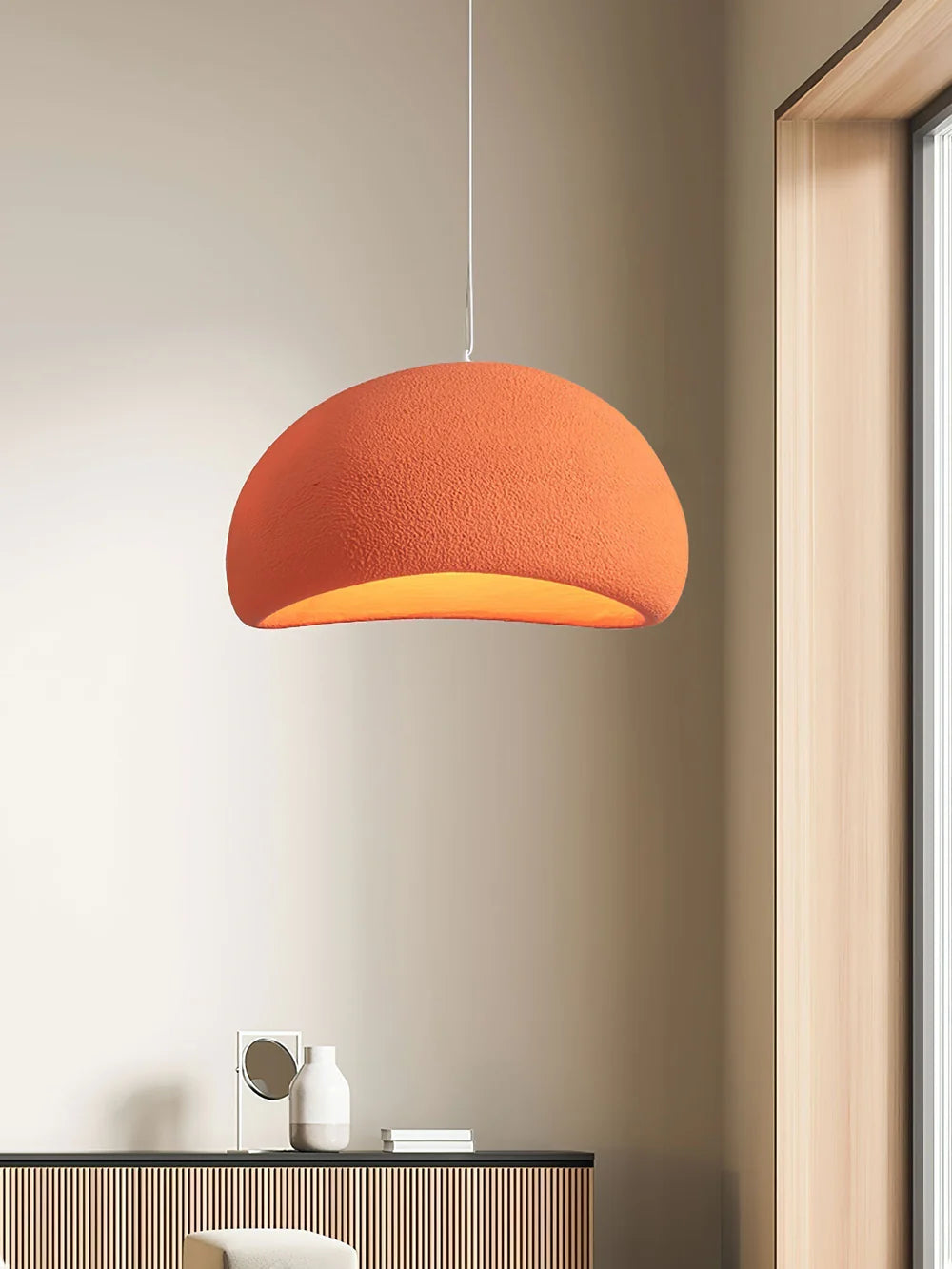 Suspension demi-dôme polystyrène, vue installée - Maison Lumexia