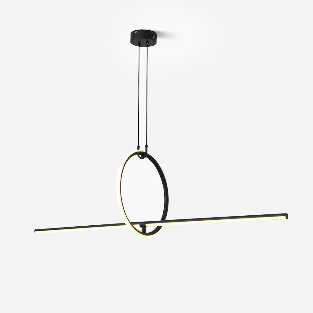 Suspension linéaire LED barre et cadre circulaire - Maison Lumexia