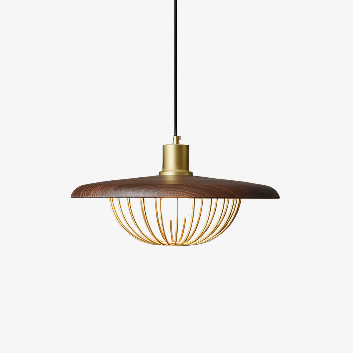 Suspension métal et bois finition noyer style rétro - Maison Lumexia