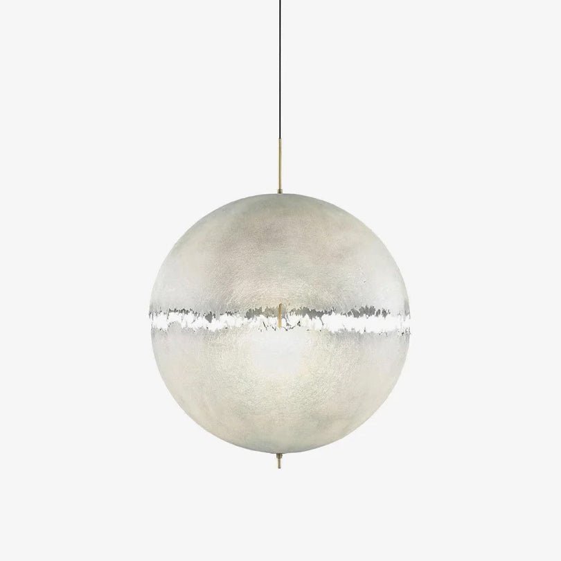 Suspension métal doré et fibre de verre blanche design sculptural - Maison Lumexia