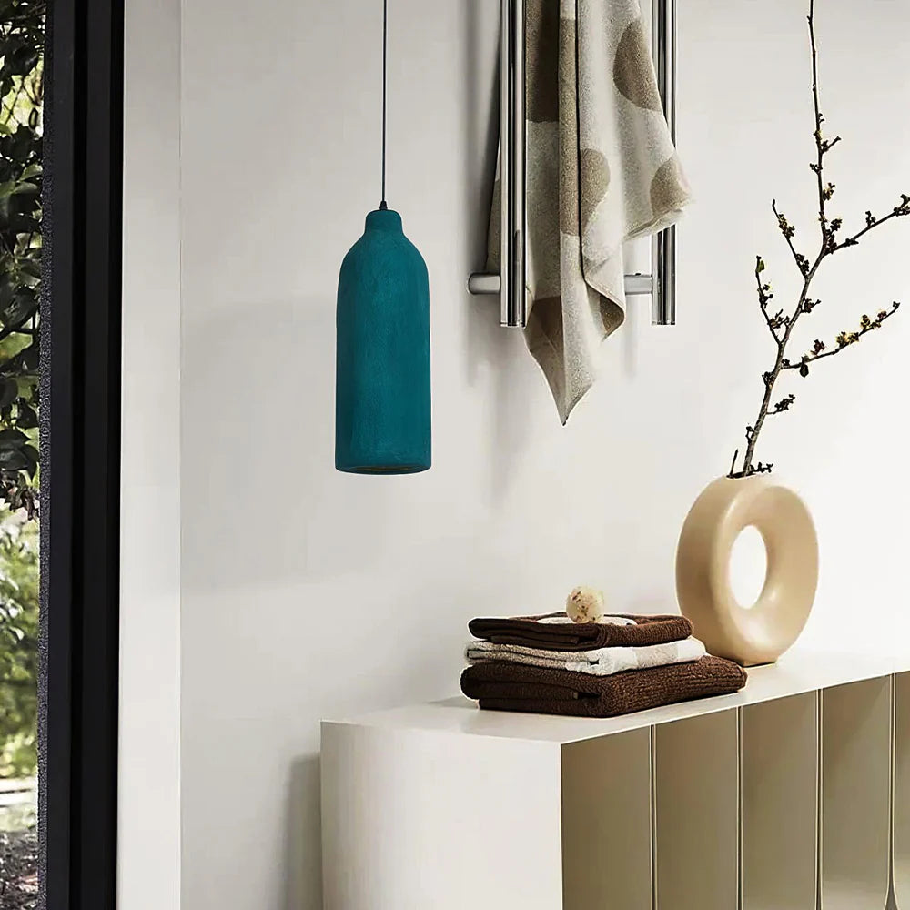 Suspension polystyrène vert foncé, détail de la texture - Maison Lumexia