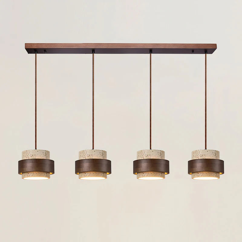 Suspension travertin version multi-lampes - Maison Lumexia