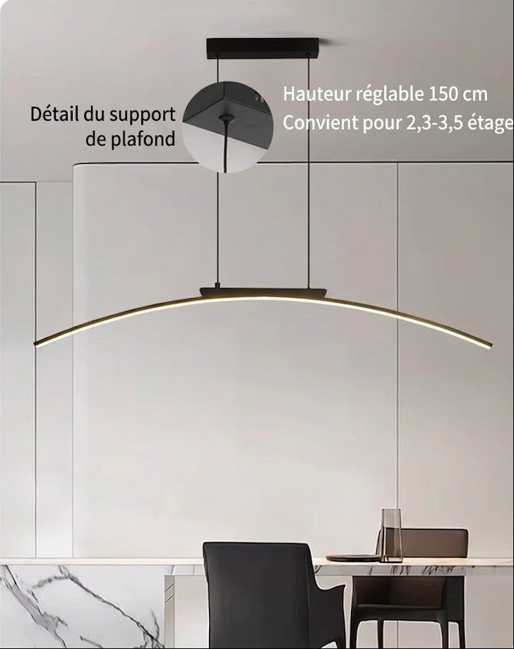 Suspension barre arquée incurvée noir mat